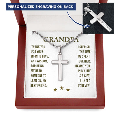 Grandpa Gift Personalized Cross Necklace For Grandfather