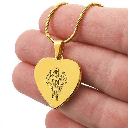 engraved month flower gold necklace - Gifts For Family Online