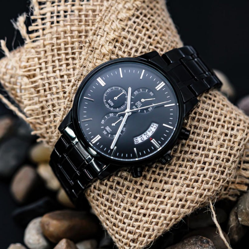 black chronograph watch - Gifts For Family Online