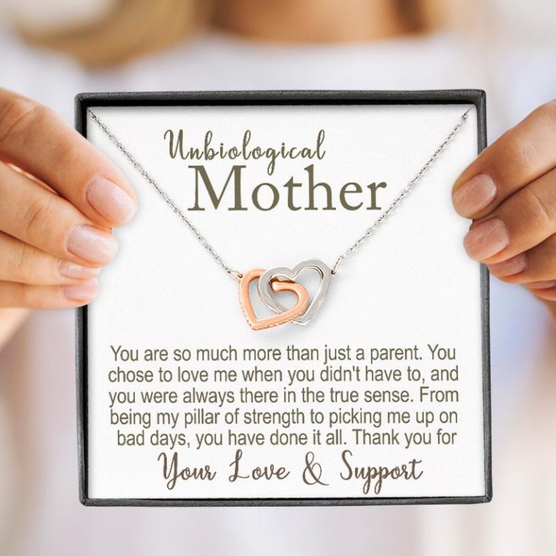 Gifts for Second Mom, Bonus Mom Gifts, Unbiological Mom Gifts, Gift Ideas for Someone Like A Mom, Step Mom Gift, Bonus Mom Necklace Silver - Black